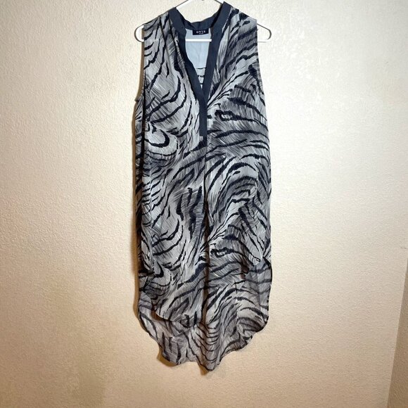OTTE New York Tunic Shirt Dress Womens M Gray Silk Sleeveless Animal Print - Picture 1 of 7